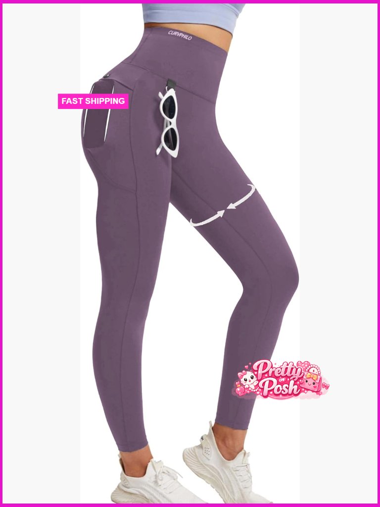 High Waist Leggings With Pockets Tummy Control Workout Compression